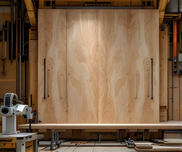 Massive Holzplatten und präzise Werkzeuge in einer Zürcher Werkstatt mit warmem Licht